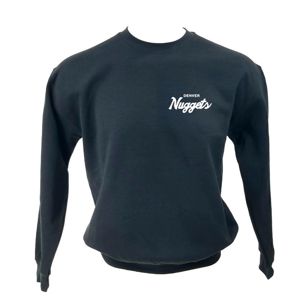 DENVER NUGGETS Double Script Retro Logo Black Pullover Crewneck Sweatshirt